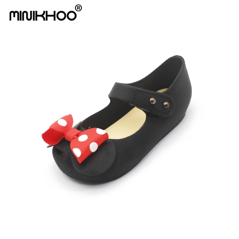 Mini Melissa/4 цвета, босоножки с Микки для девочек Новинка года, Детские прозрачные сандалии Melissa мягкие Нескользящие сандалии для девочек 14-16,5 см - Цвет: Black