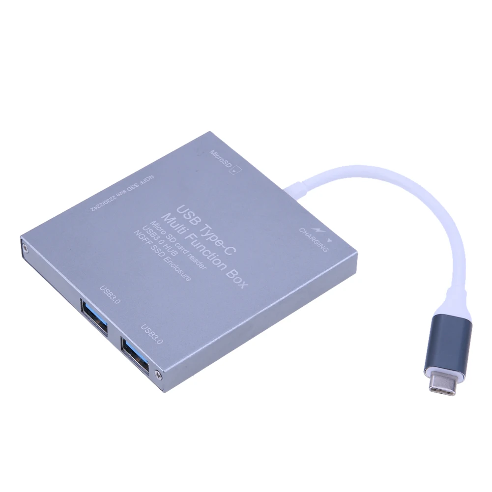 

Metal USB 3.0 Hub Type C to M.2 NGFF SSD Enclosure Multifunction Mobile Hard Disk Box Micro SD Card Reader Charging Adapter