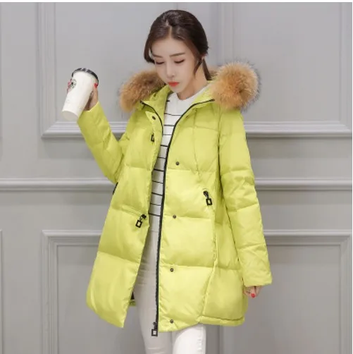 Clearance Price Winter Raccoon Fur Thick Down Jacket Women Fashion Warm