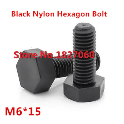 

200 Pieces M6*15 Black Nylon Hexagon Socket Bolt Plastic Hex Head Set Screw