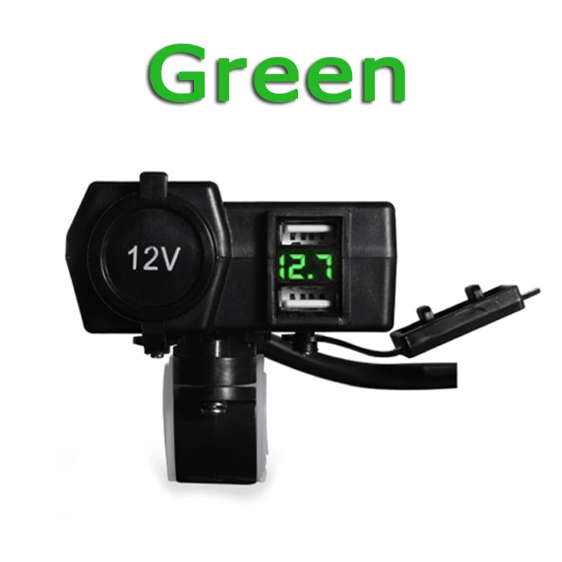 KWOKKER DC 12 V/24 V 3.1A автомобильный прикуриватель двойной разъем питания с портом USB Charher с дисплеем напряжения и переключателем для морского катера автомобиля - Название цвета: Green
