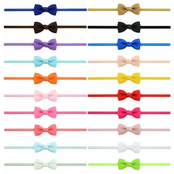 

20pcs/lot Newborn Girls Cute Elastic Hair Head Bands Bowknot Ribbon Small Bows Thin Headband Hair Accessories Hairband Headwear