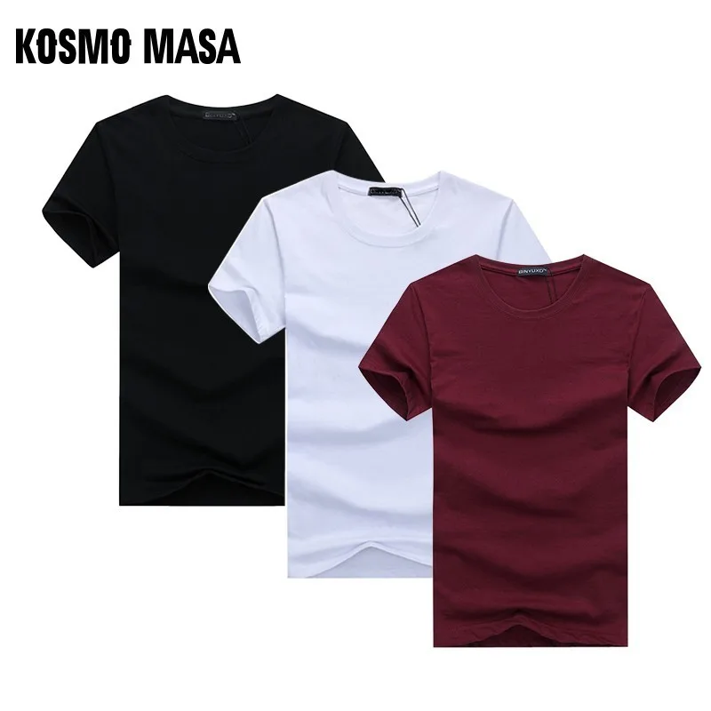 03 KOSMO MASA/комплект из 3 предметов, футболка для мужчин, хлопок 100 5XL, однотонная короткая летняя повседневная мужская футболка, белая футболка для мужчин, большие размеры MC0369 - Цвет: 03