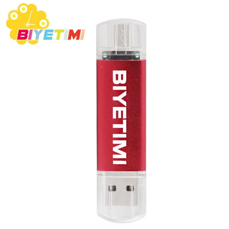 Красный Флеш-диск usb 2,0 флеш-накопитель usb флеш-накопитель 32 ГБ 64 ГБ micro usb карта памяти Biyeitmi - Цвет: Красный
