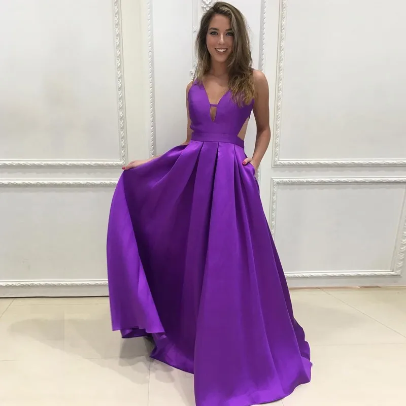 Color as picture Vestido-de-festa сексуальное длинное платье для выпускного вечера фиолетовые атласные вечерние платья с карманами вечерние платья Robes de bal - Цвет: Color as picture