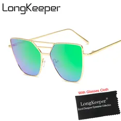 LongKeeper Flat Top розовое золото Для мужчин Для женщин зеркало солнцезащитные очки мода Брендовая Дизайнерская обувь красивые солнцезащитные