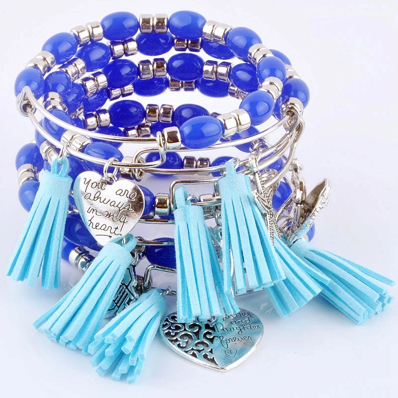 Расширяемый регулируемый браслет на запястье из акриловых бусин с кисточками sea