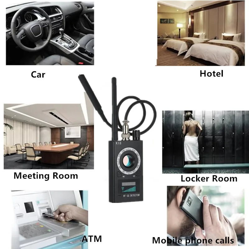 Quente do Varredor do rf da Câmera do Espião Dispositivo do Telefone Proteger a Segurança Detector Finderbug Wifi Sinal Gsm Rádio Localizador Privado K18 Gps 8 Cheap Detector de câmera antiespionagem