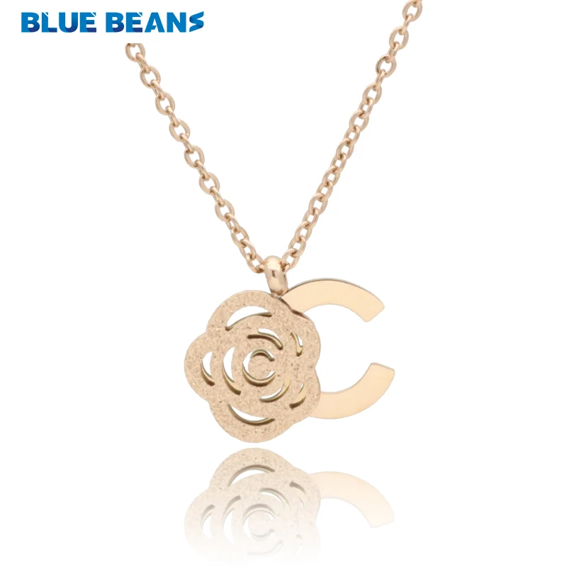 

Fashion women necklace rose flower oorbellen pendants collier femme jewelry rose gold color chainscrub pendant valentines gift.