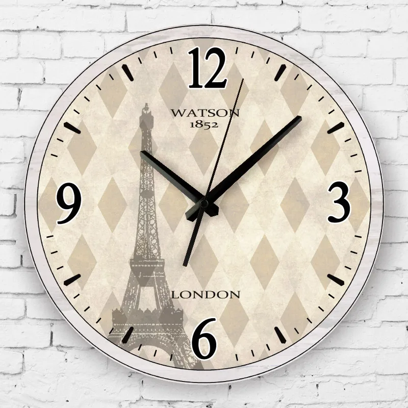 Southeast Asia style meeting room decoration wall clock Eiffel tower