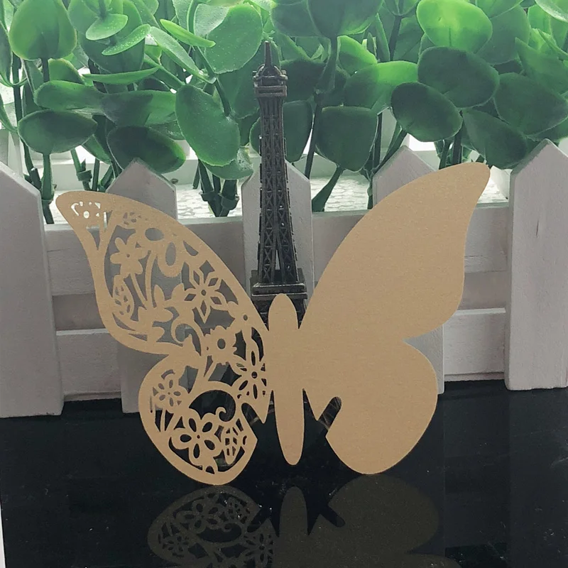 50 шт Бабочка именем гостя с лазерной обработкой карты/карточка