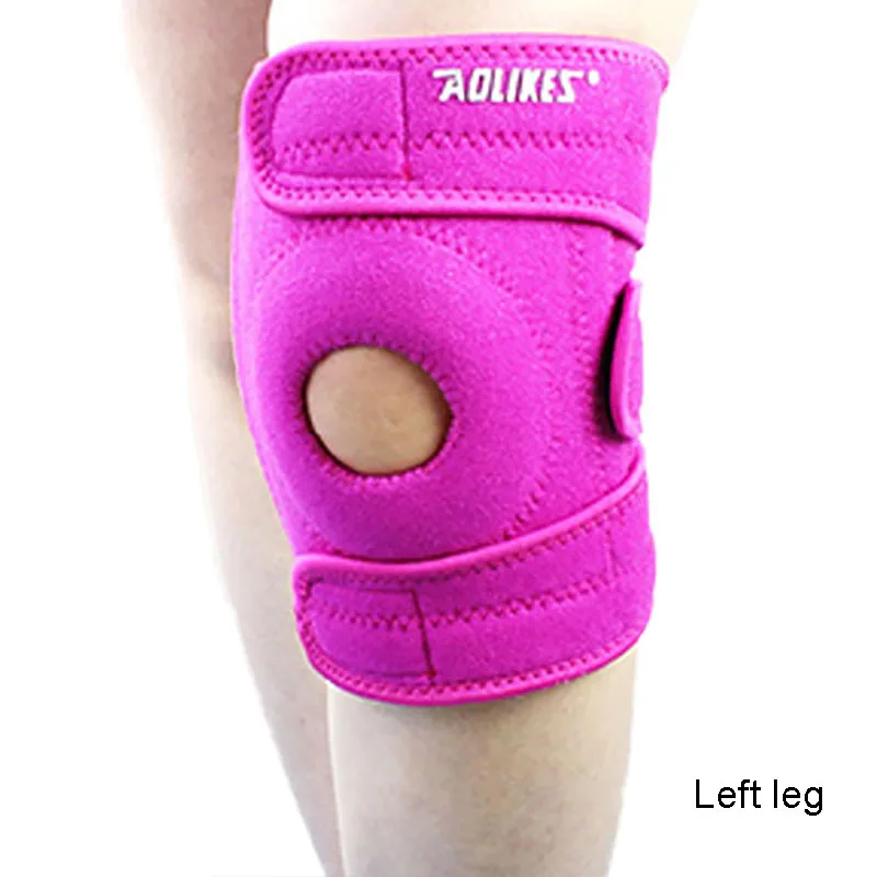 Профессиональный дышащий Meniscus фиксирующий наколенник поддержка спорта на открытом воздухе Велоспорт Туризм Бег мяч игры безопасность одежда - Цвет: Rose Red Left Leg