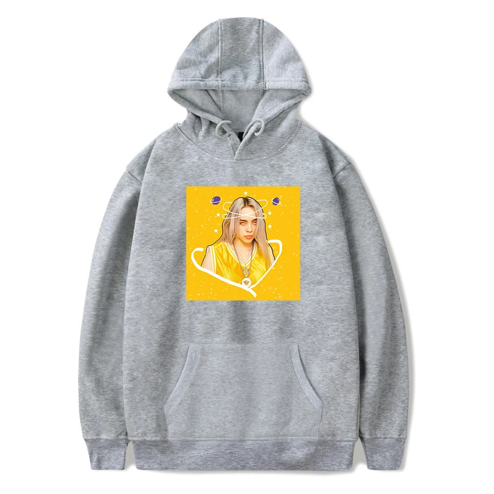 Лидер продаж Billie Eilish толстовки Для женщин Для мужчин принт Harajuku с капюшоном Популярные пуловеры Billie Eilish Толстовка Для женщин серый свитшот
