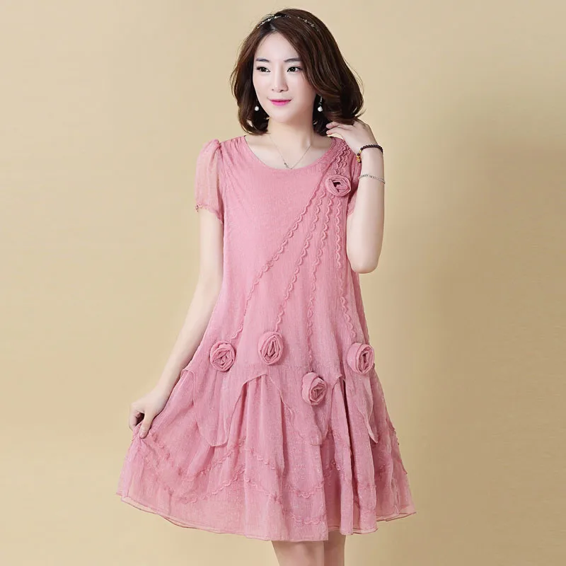 TEAEGG зеленый плюс размеры платья для женщин для 4XL 5XL повседневное Vestidos Verano свободные шелковое платье летняя одежда AL1045