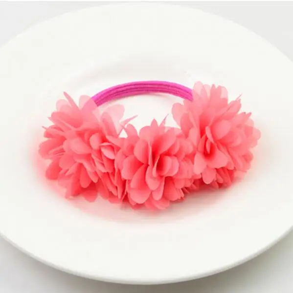 8 шт./партия, милая шифоновая ткань для девочек, эластичная резинка для волос с цветами, веревки для волос для девочек, детский держатель для конского хвоста, лента для волос HT055