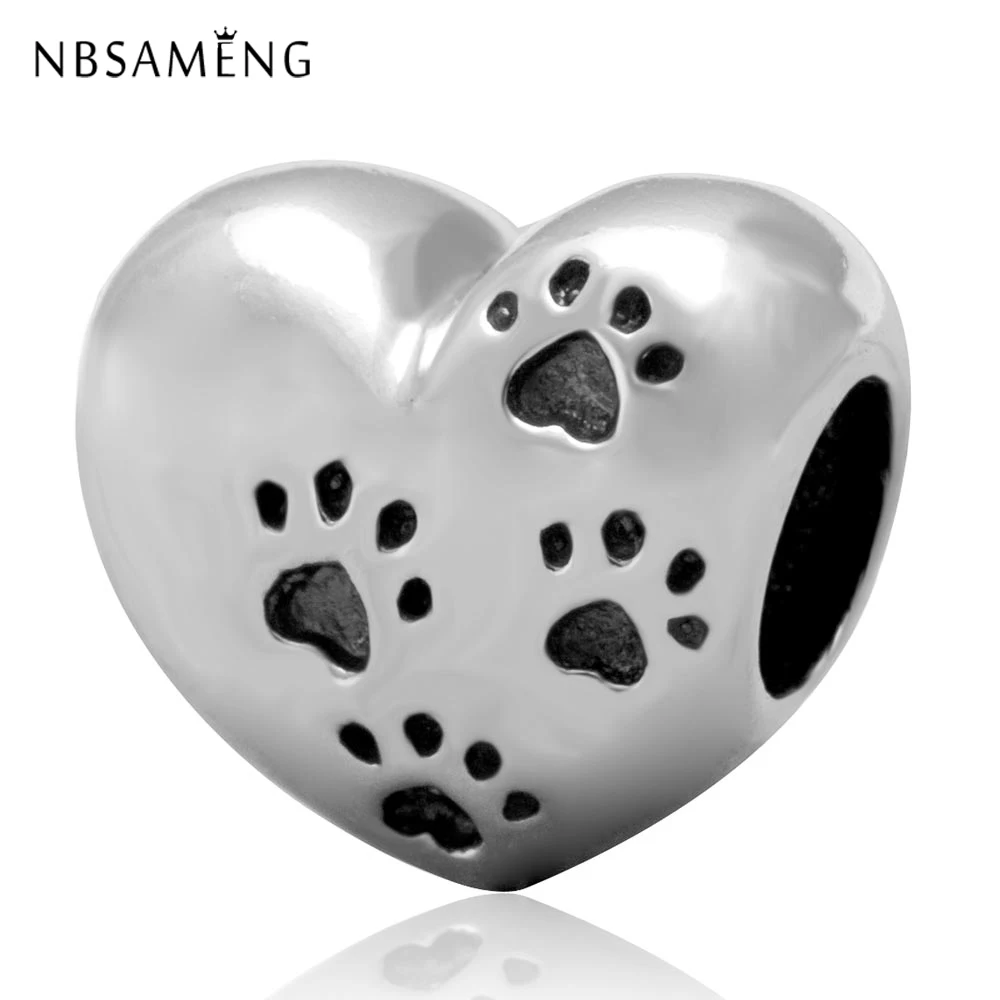 

New 100% 925 Sterling Silver Charm My Sweet Pet Dog Paw print Bead Charms Fit Pandora Bracelets Women DIY Jewelry