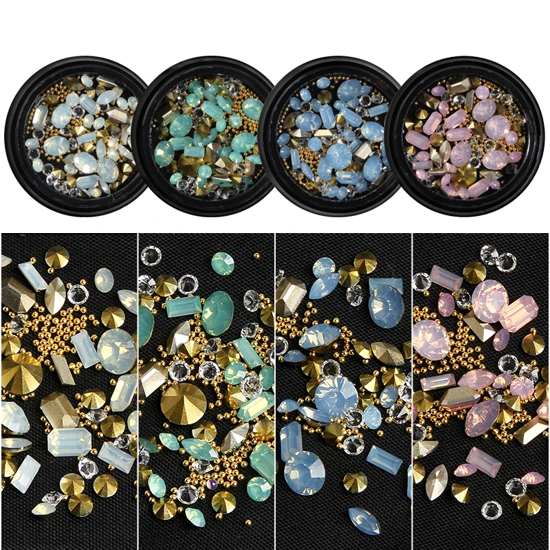 Mixed Nail Rhinestones Nail Art Decorations Shiny Crystals Gems Jewelry Acrylic Pearl Metal Accessories for Manicure DIY NailArt