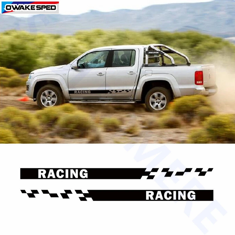 

Racing Stripes Car Stickers Auto Door Side Skirt Decal Pick up Trunk Sticker For Volkswagen AMAROK 2010-17 Exterior Accessories
