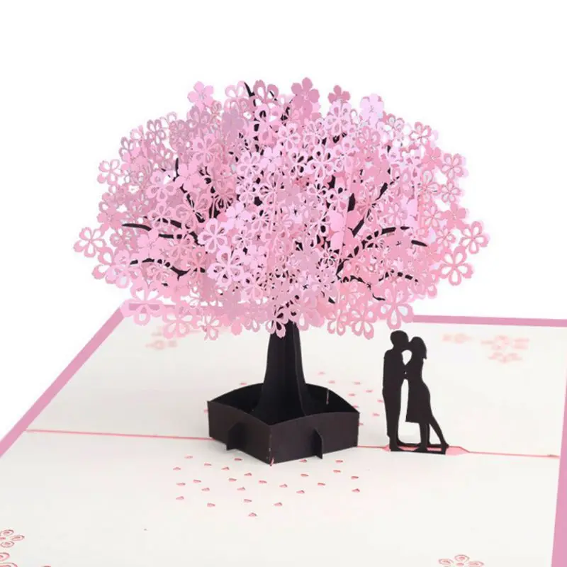  Valentine's Day Gifts 3D Pop UP Cards Cherry Tree Maple Butterfly Wedding Invitations Greeting Card - 33049896212