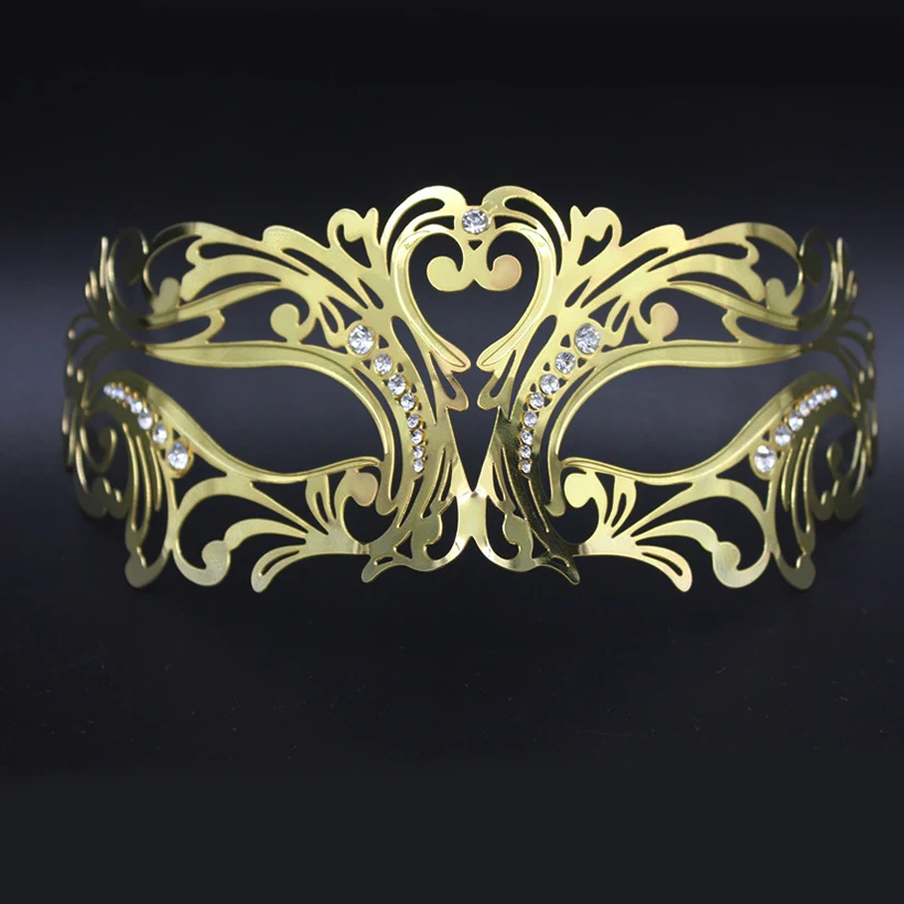 

Laser cut Metal Crystals Prom Costume Mardi Gras Festival Venetian Masquerade Rhinestones party half face Eye Ball Mask