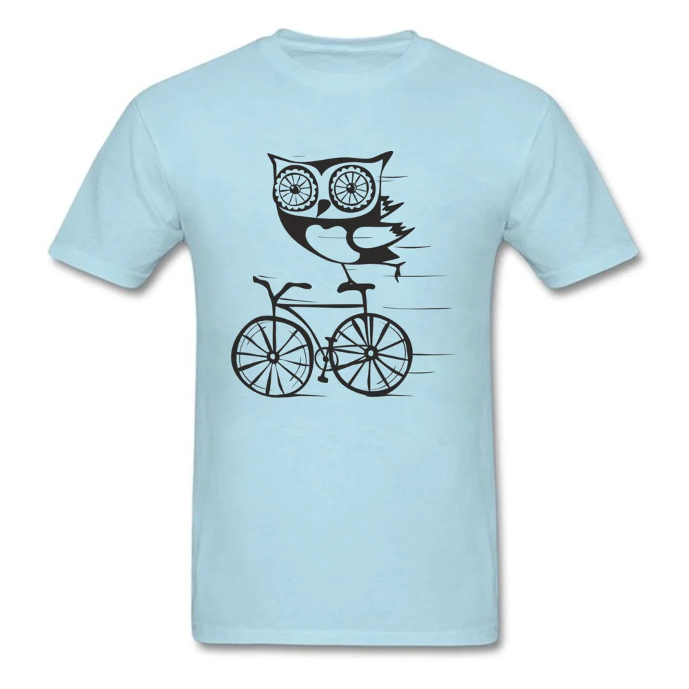 Owl by bicycle T Shirt Casual Short Sleeve Fashion O Neck 100% Cotton Fabric T Shirt Casual Tops Shirts for Men ostern Day Owl by bicycle light