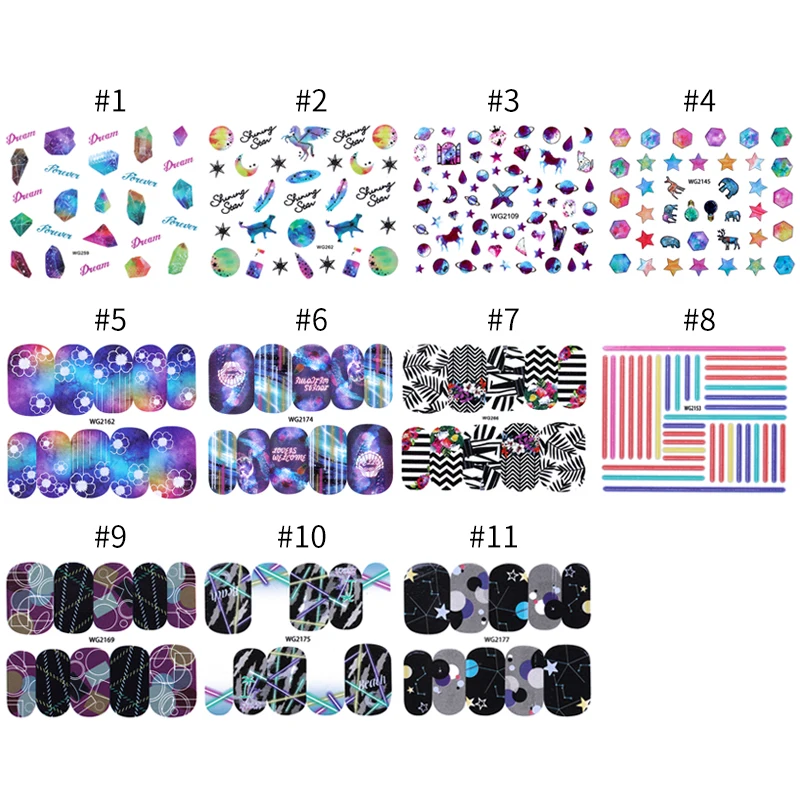 Водные Наклейки для ногтей переводные наклейки цветок Звезда Луна полоса дизайн ногтей маникюр переводки для УФ гель-лака