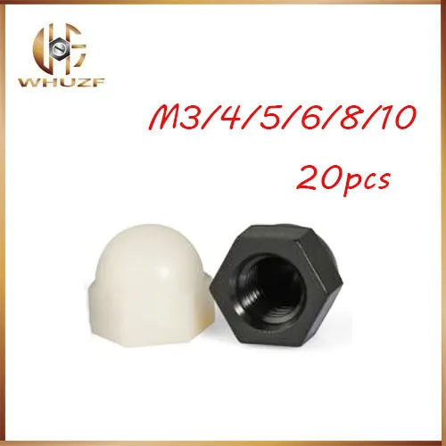 

plastic m8 m3 nut 20Pcs RoHS M3 M4 M5 M6 M8 M10 Black And White Nylon Nut Plastic Cap Nuts Decorative Acorn Nut