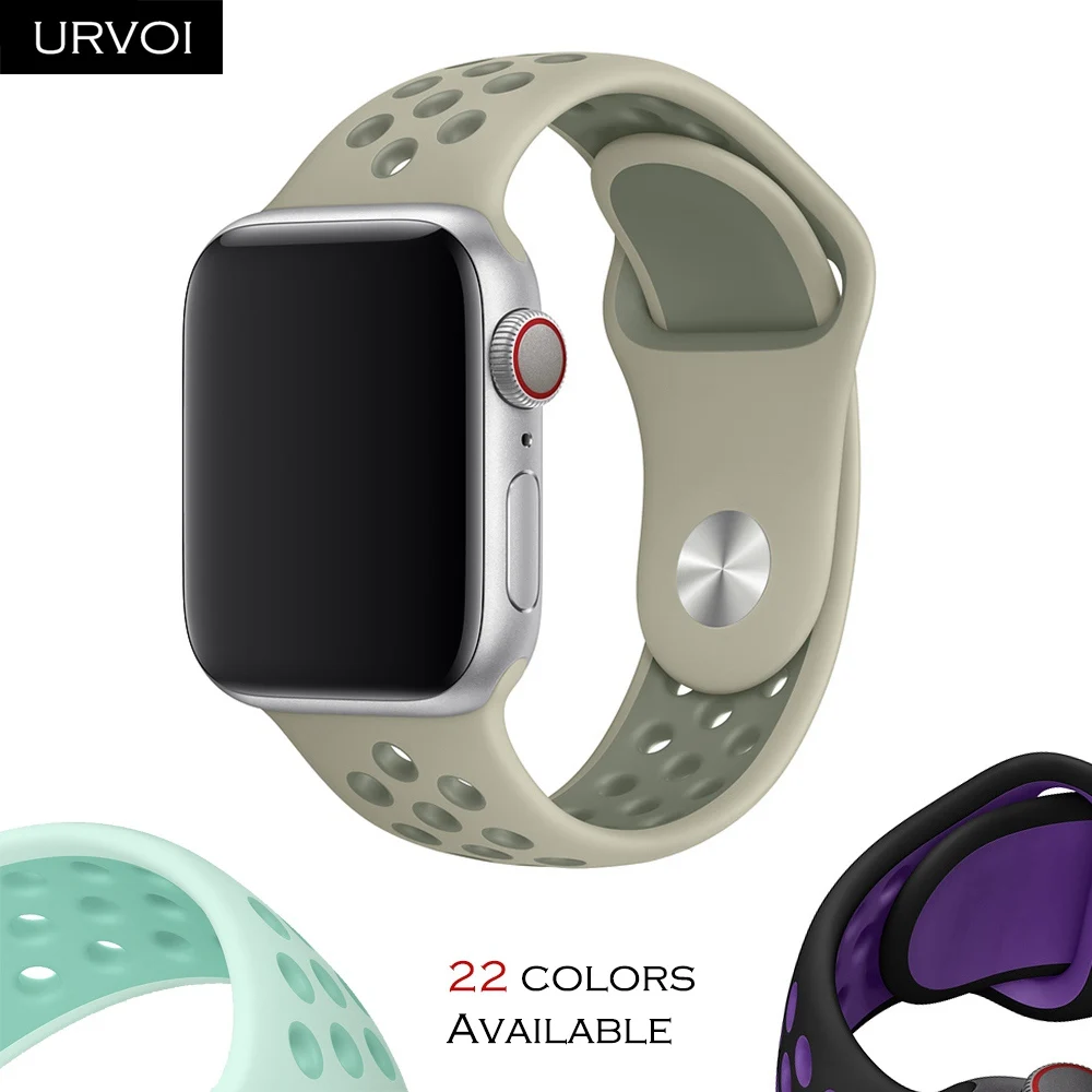 URVOI, спортивный ремешок для Apple Watch, Nike+ series 54 321, силиконовый ремешок для iwatch, дышащий, весна, новые цвета, 38, 40, 42, 44 мм