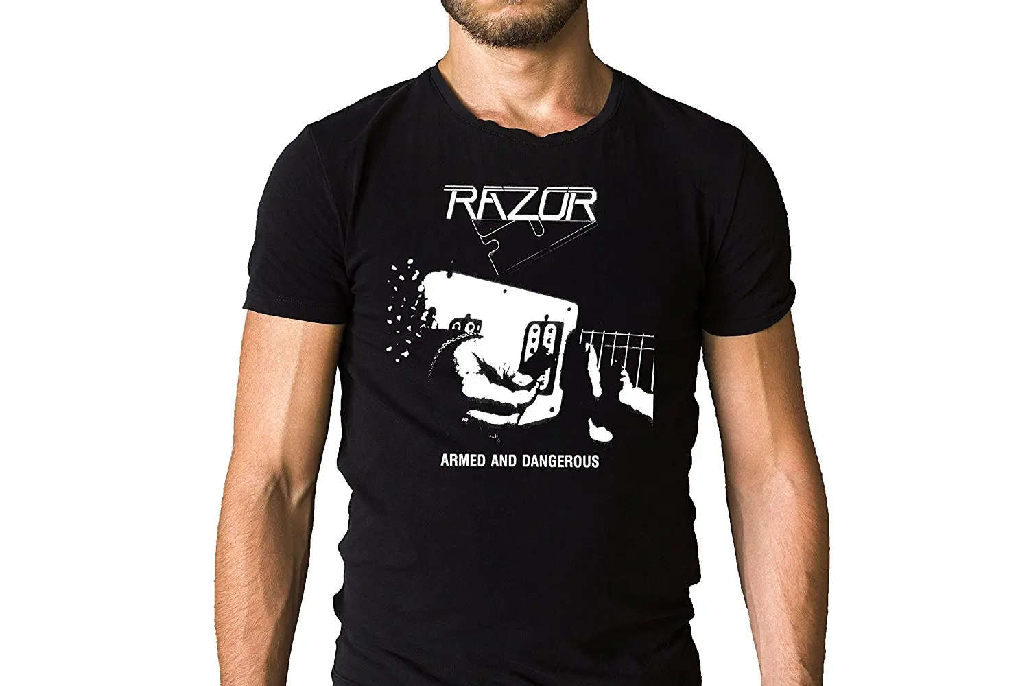 

Razor Canadian Metal Band Armed & Dangerous 1984 EP Cover T-Shirt T Shirt Brand 2017 Male Short Sleeve Top Tee Plus Size