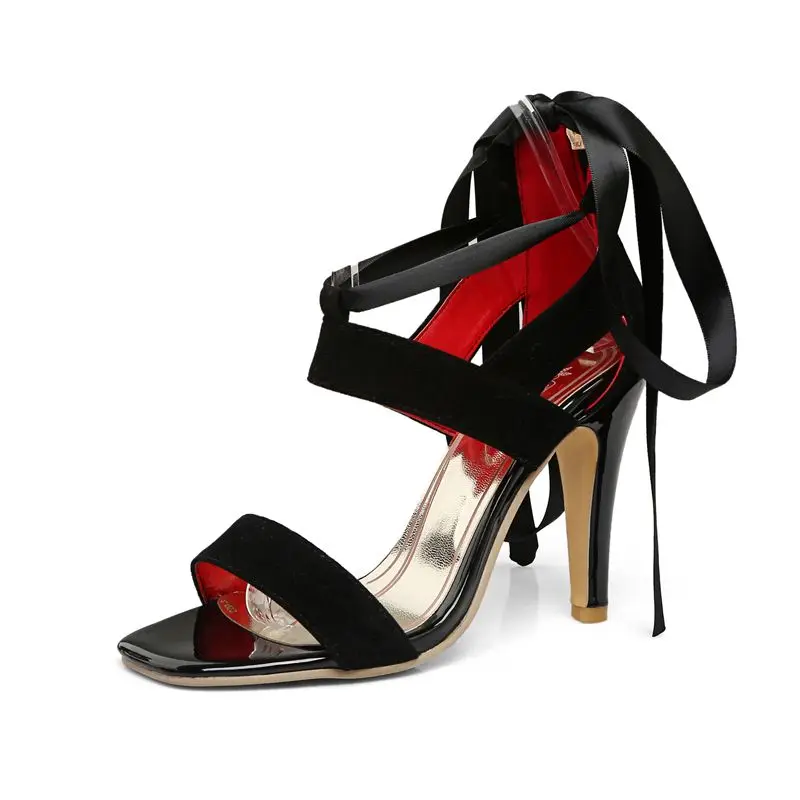 ASUMER/Большие размеры 34-45; Новинка года; женские босоножки; модная летняя женская обувь с ремешком на щиколотке; элегантные босоножки на тонком высоком каблуке; женская обувь - Цвет: Черный