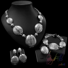 Free Shipping 2017 New Women 22K and Silver Fashion Jewelry Set Trendy Gift Vintage Hot Sale Fashion New Arrival 4Pcs Jewelry