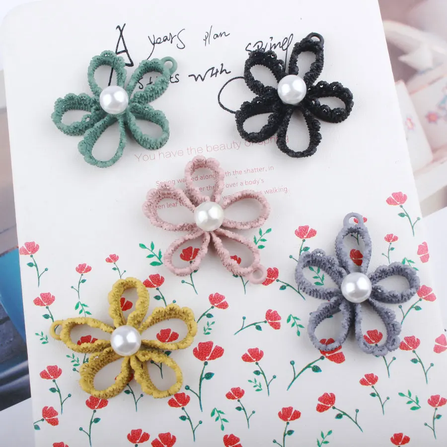 

10pcs/pack 32*37mm Trendy Flower With Imitation Pearl Charms Pendant For Jewelry Making Findings