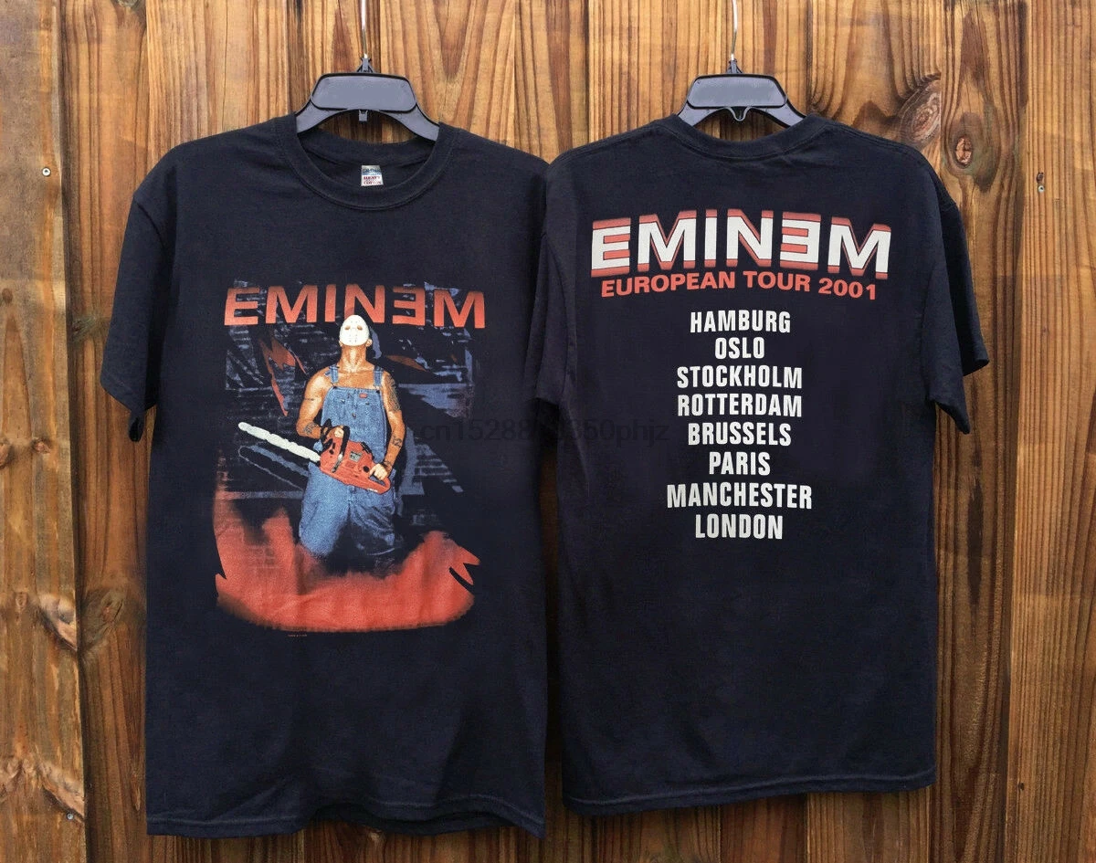 

Eminem European Tour 90s Hip Hop Rap Tee Promo RARE Hot New Print T Shirt Men Summer Style T-SHIRT Top Tee PLUS SIZE