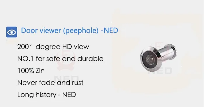 NAIERDI Deluxe 200 градусов Широкий формат дверной глазок дверной spyphole просмотра Хромированный Позолоченный Медь-аппаратных покрытием