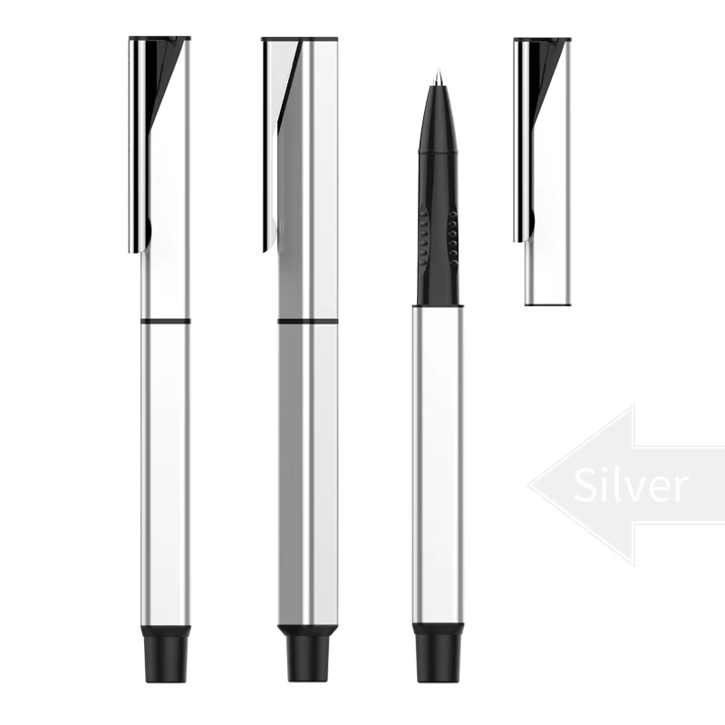 200 шт./партия,, металлическая гелевая ручка, выдвижная ручка на заказ с логотипом компании - Цвет: Silver