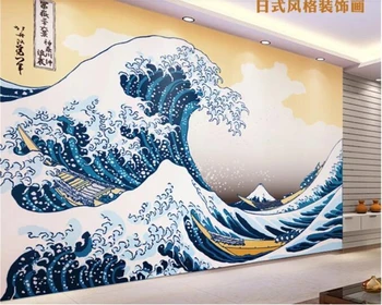 

beibehang wallpaper for kids room papel de parede 3d Customized Japanese style Kanagawa wave painting wall papers home decor
