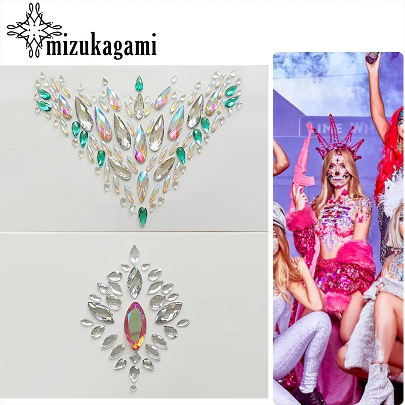 

1pcs Women's Chest Sticker Bindi Sticker Handpicked Boho And Tribal Style Face And Eye Jewels Stickers Eyebrow Body Jewellery