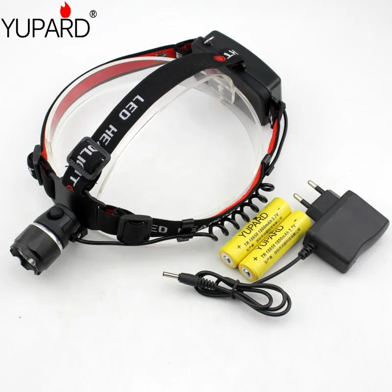 Yupard 5 Вт Q5 светодиодный Высокая мощность 18650 батарей ААА фонарик Глава свет лампы факел 500 LM 3 режима+ 2*1800 мАч 18650 аккумулятор+ зарядное устройство