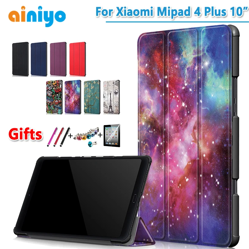 

High quality PU Case Cover for Xiaomi MiPad 4 Plus protective case for Xiaomi MI Pad 4 plus 10"+Screen Protector gifts