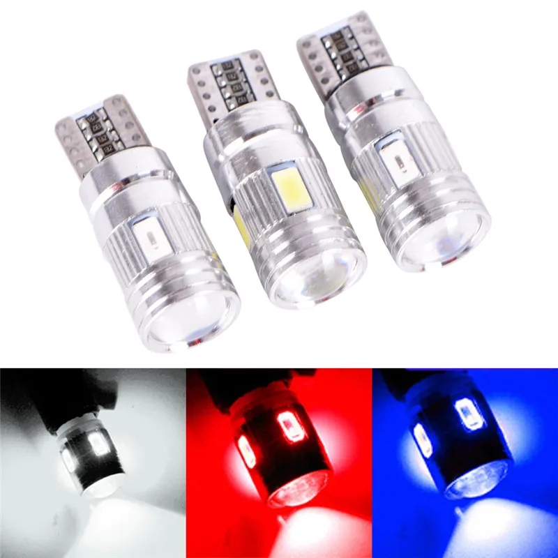 

1pc T10 Super Bright 6SMD 5630 LED CANBUS NO ERROR Auto Wedge Lamp 194 W5W 6SMD LED Car Marker Light Parking Bulb 12V