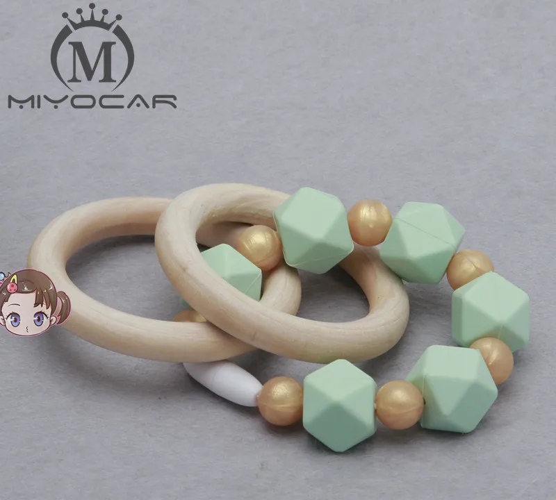 MIYOCAR Золотой силиконовый Teethng кольцо FDA пищевой деревянный Прорезыватель