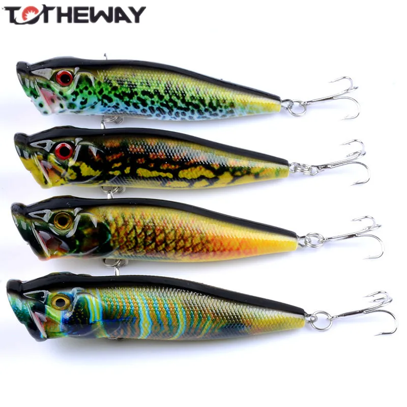 

4PCS Lifelike 9.5cm/12g Fishing Lure 6# Hooks 3D Eyes Pesca Fish Popper Lures Wobbler Isca Artificial Hard Bait Swimbait