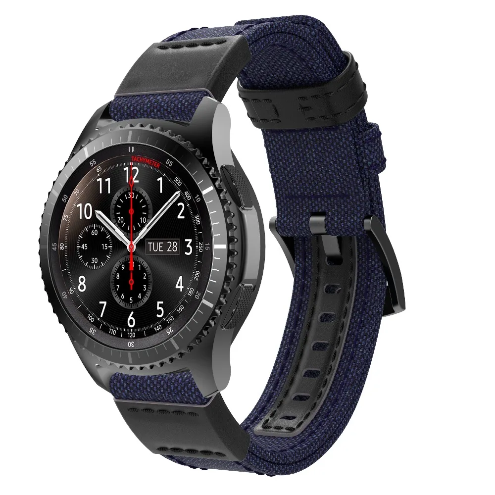 22 мм спортивный тканый нейлоновый ремешок кожаный ремешок для часов для samsung galaxy Watch 46mm Быстрая replease часы из разноцветных резиновых полосок для Шестерни S3
