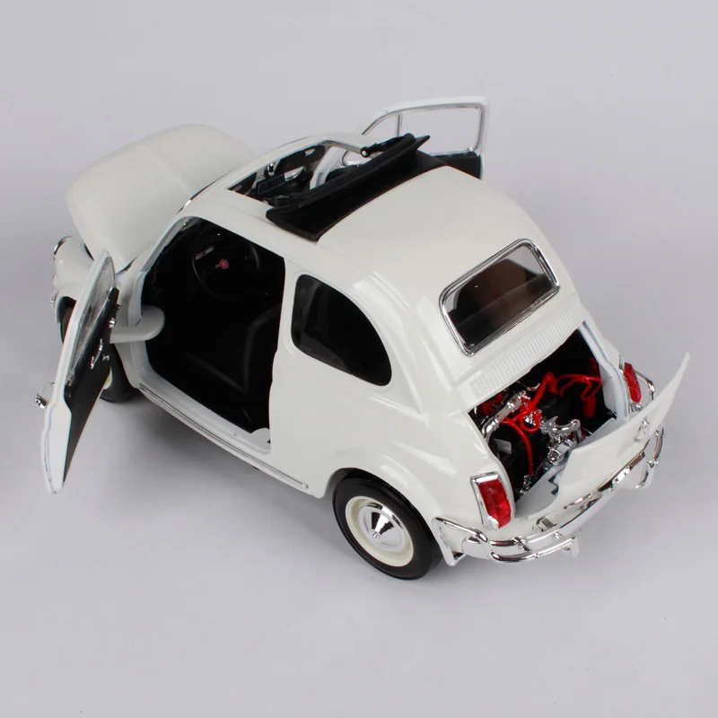 Bburago 1:18 1968 fiat 500l белый винтажный автомобиль под давлением открытые двери
