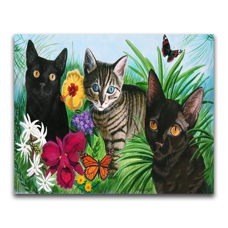 Full Round Diamond mosaic Animal kitten 5D DIY Diamond painting cat Full Square Diamond embroidery Cross stitch Cartoon Tiger