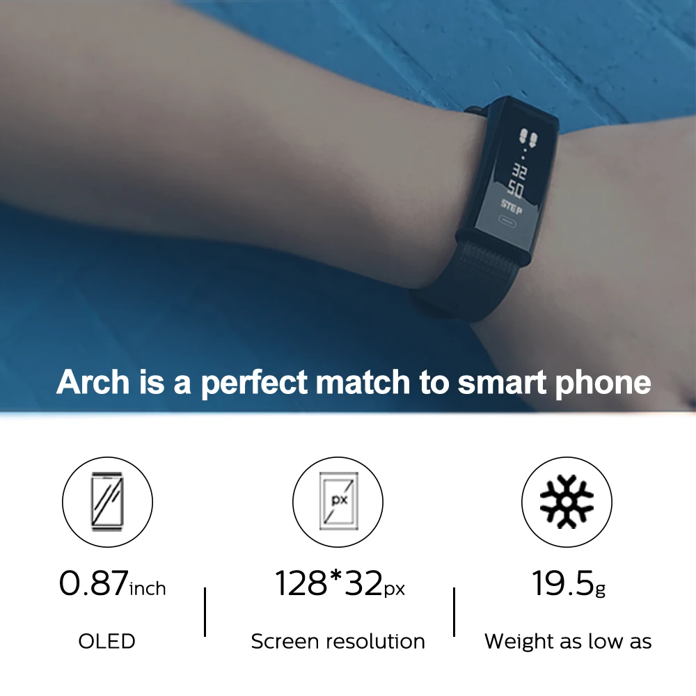 Zeblaze Arch Blood Pressure/Blood Oxygen Smart Wristband Heart Rate Monitor Weekly Health Report IP67 Fitness Bracelet