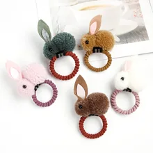 2 шт., эластичная лента для волос для девочек, заколка для волос, отделочная веревка, форма кролика, конский хвост, петля, держатель, аксессуары для укладки