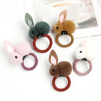 

2 Pcs Children Girl Elastic Hair Rope Band Clip Hair Finishing Rope Rabbit Shape Ponytail Loop Holder Styling Accessories