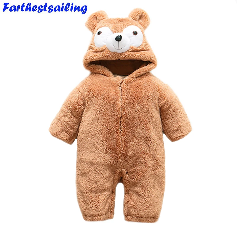 

Autumn Winter Baby Rompers coral Hoodies Jumpsuit baby girls boys romper toddle Newborn Infant Baby Clothes Fleece Animal Style