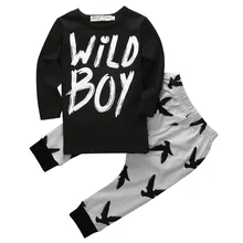 2016 Hotsale 2pcs Newborn Toddler Kids Baby Boy Autumn Warm Letter Clothes T-shirt Tops+Long Pants Infant Outfits Set